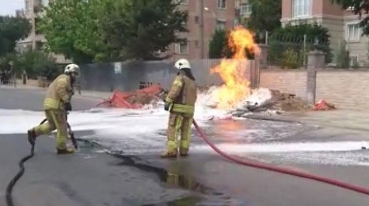 Pendik'te kaza... Doğal gaz hattında yangın çıktı