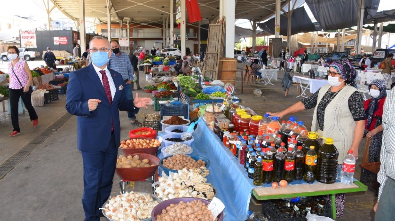 Başkan Kayda yeniden açılan üretici pazarını ziyaret etti