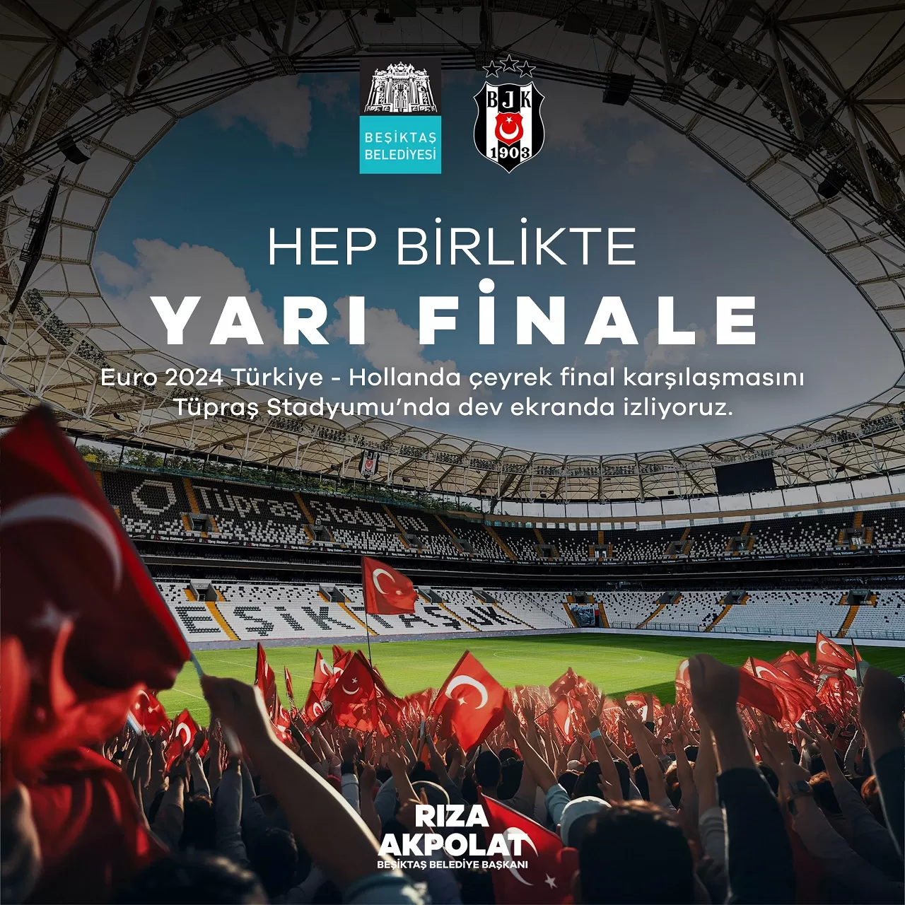 Hollanda-Türkiye maçı Beşiktaş Tüpraş Stadyumu'nda yayınlanacak