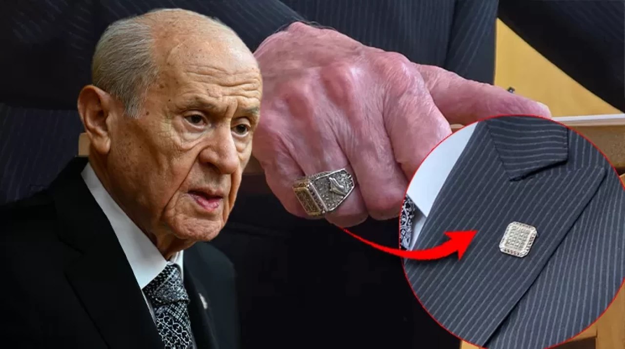 MHP Lideri Devlet Bahçeli’nin yüzüğü ve rozeti dikkat çekti! Kurt başı ve Türk bayrağı