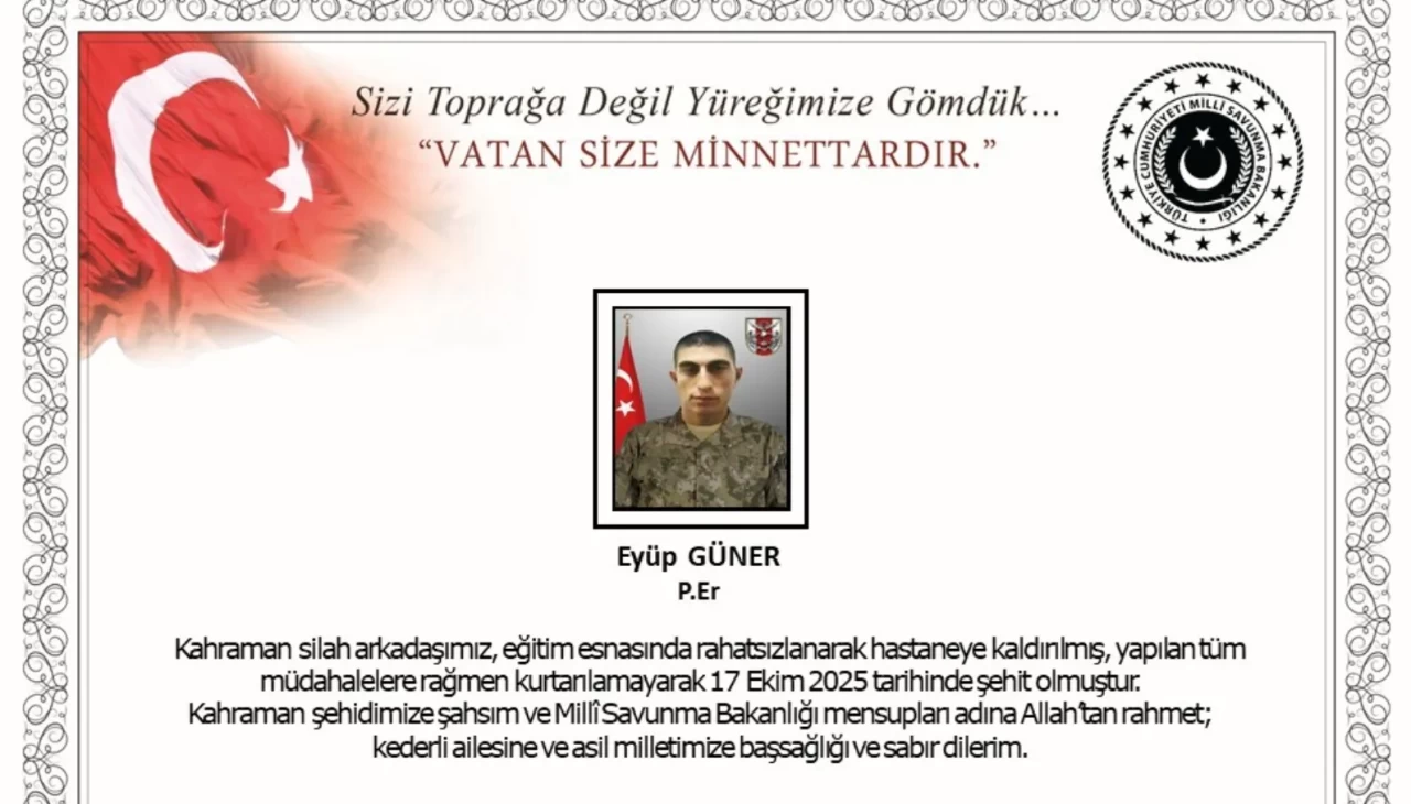 Tokat’ta eğitim sırasında rahatsızlanan asker şehit oldu