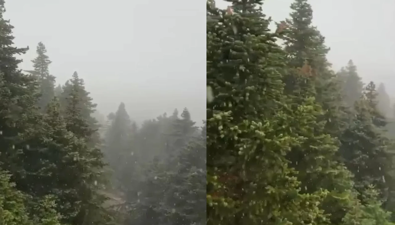 Uludağ'da ilk kar yağışı görüntülendi