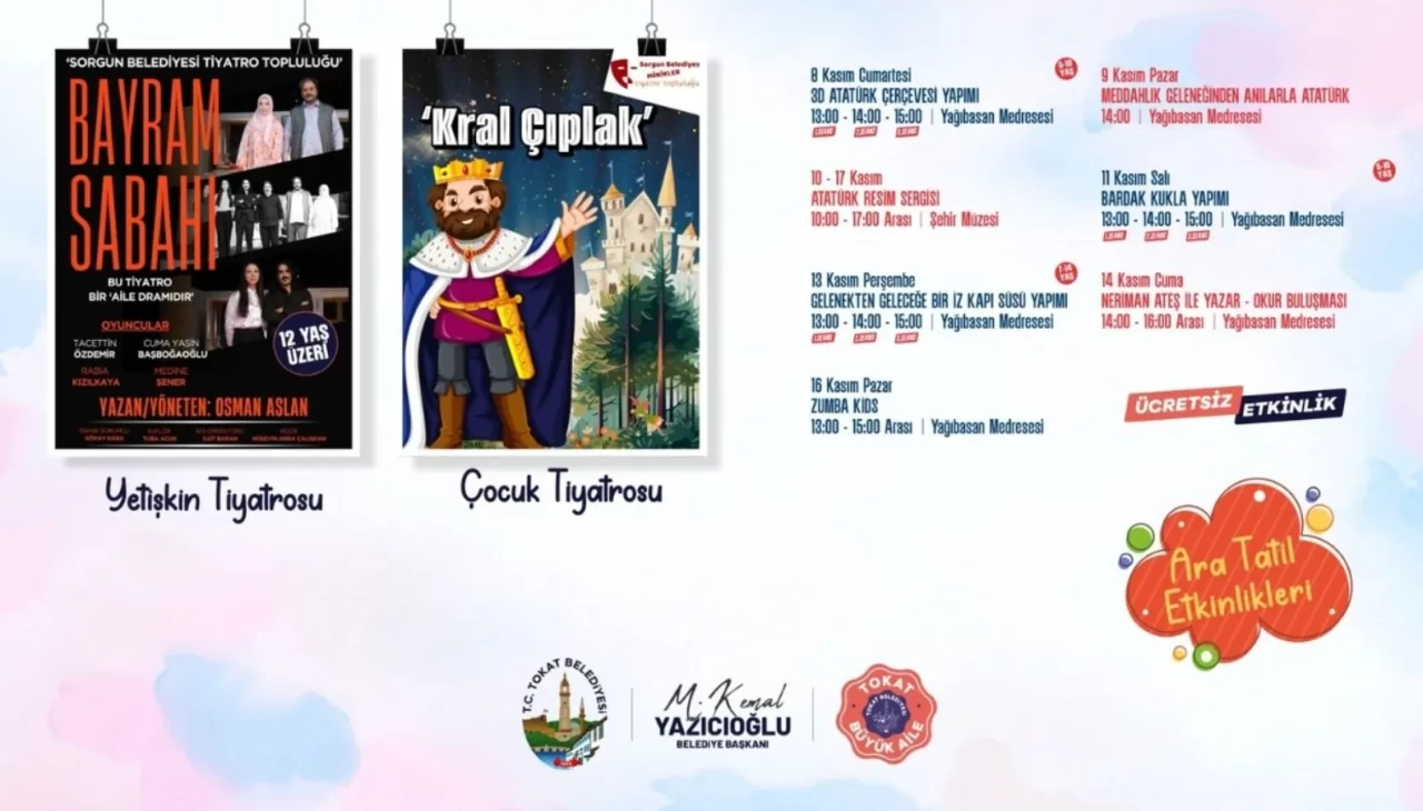 Tokat Belediyesi’nden ara tatilde dolu dolu renkli etkinlikler