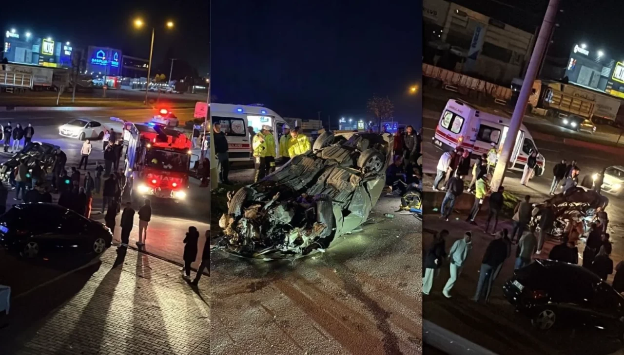 Bolu'da önce refüje ardından elektrik direğine çarpan otomobil tepetaklak oldu: 1 yaralı