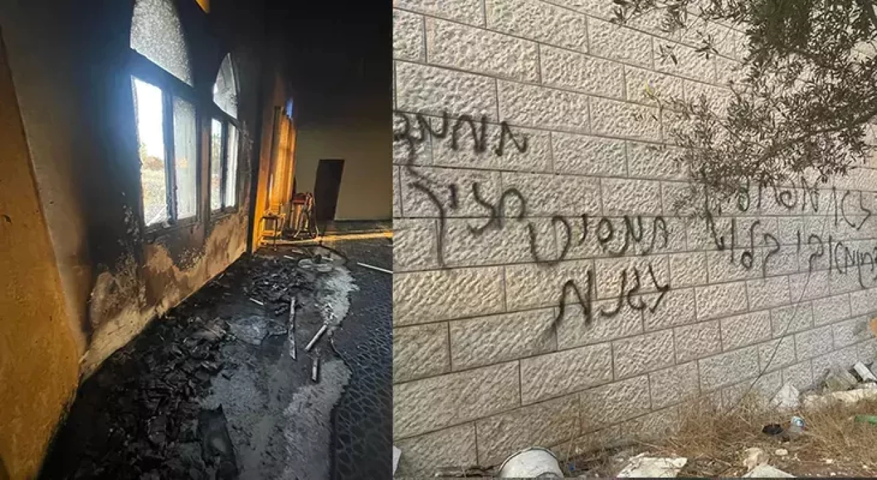 İsrailli işgalciler, Batı Şeria'da bir camiyi kundakladı