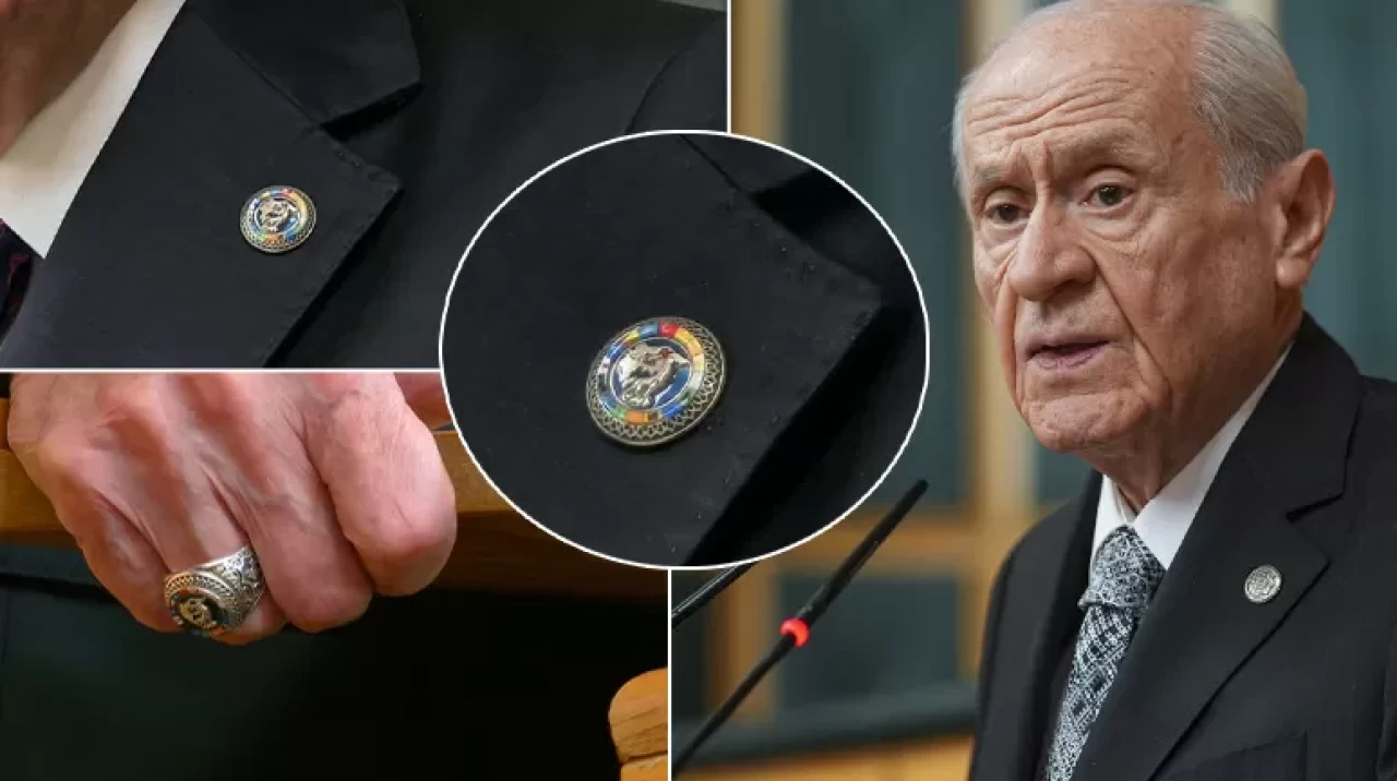 MHP Lideri Devlet Bahçeli’den dikkat çeken yüzük ve rozet: Turan haritası ve Bozkurt figürü