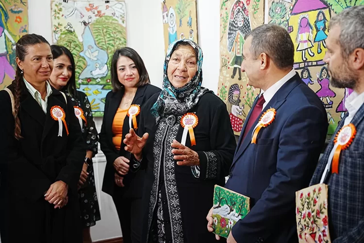 Çanakkale'de 73 yaşındaki Hakime teyzenin yaptığı resimlerden oluşan sergi açıldı