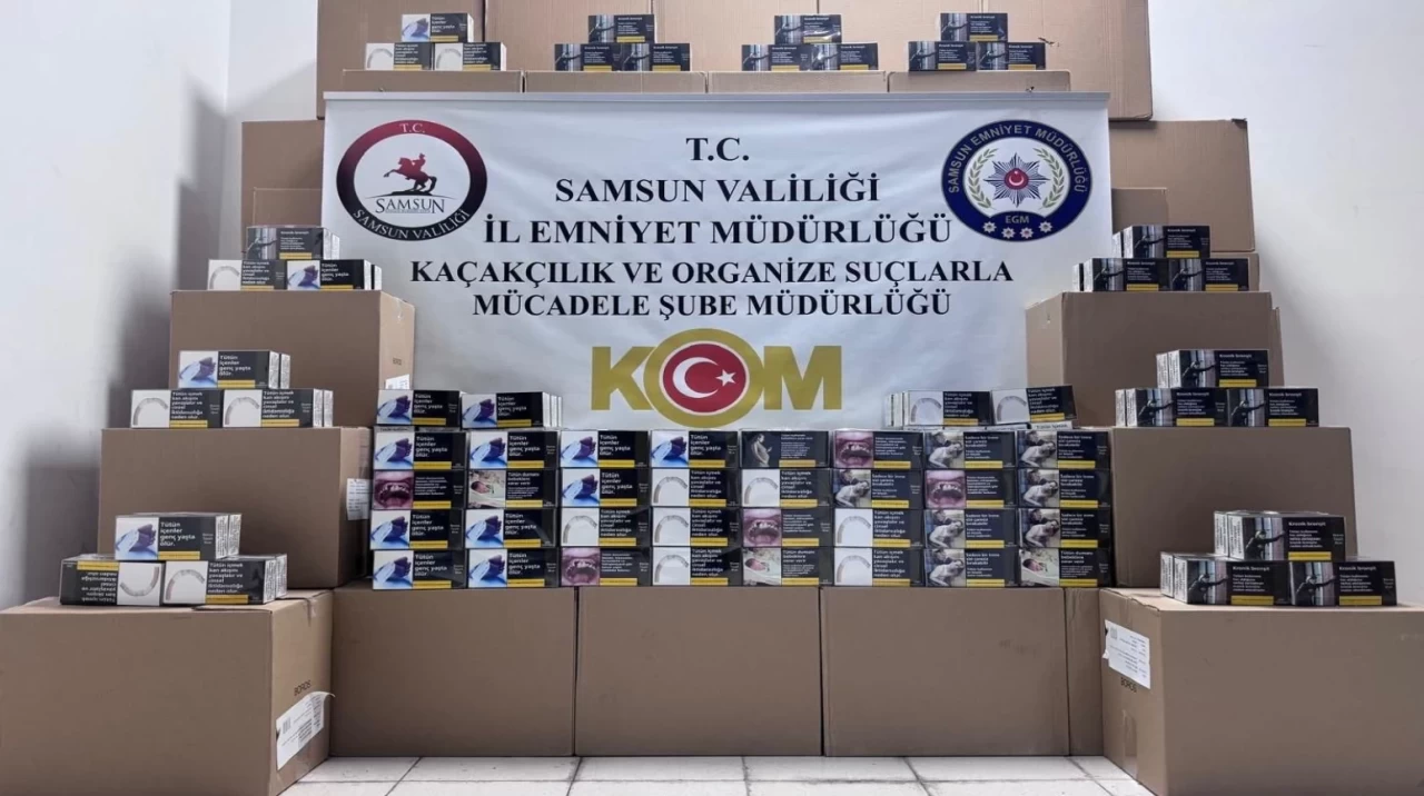 Samsun'da gerçekleştirilen kaçakçılık operasyonunda 790 bin adet makaron ele geçirildi