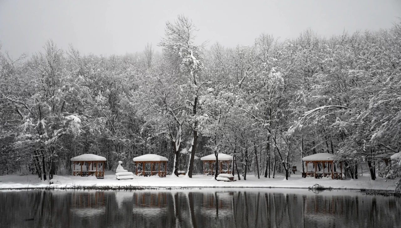 Korugöl Tabiat Parkı'nda kartpostallık kar manzaraları