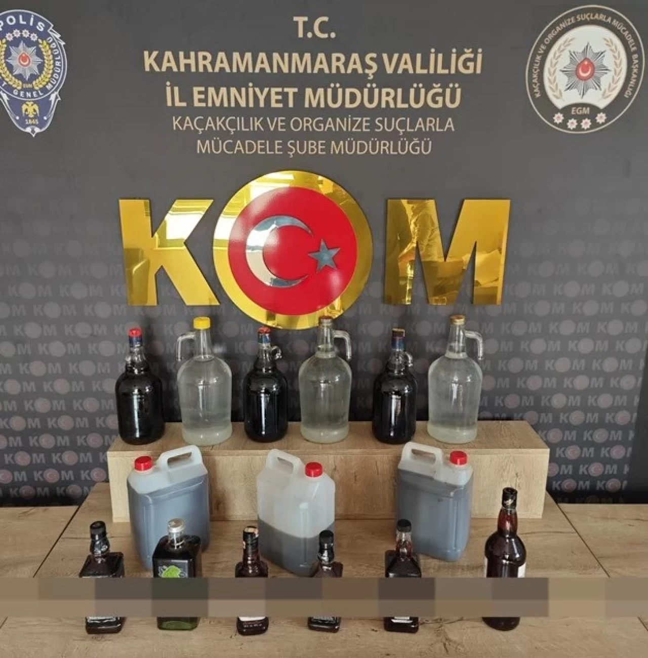 Kahramanmaraş'ta düzenlenen operasyonda sahte içki dolu iş yerine baskın yapıldı