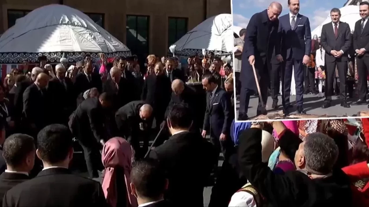 8 yıl sonra bir ilk... Cumhurbaşkanı Erdoğan, Nevruz ateşini yaktı