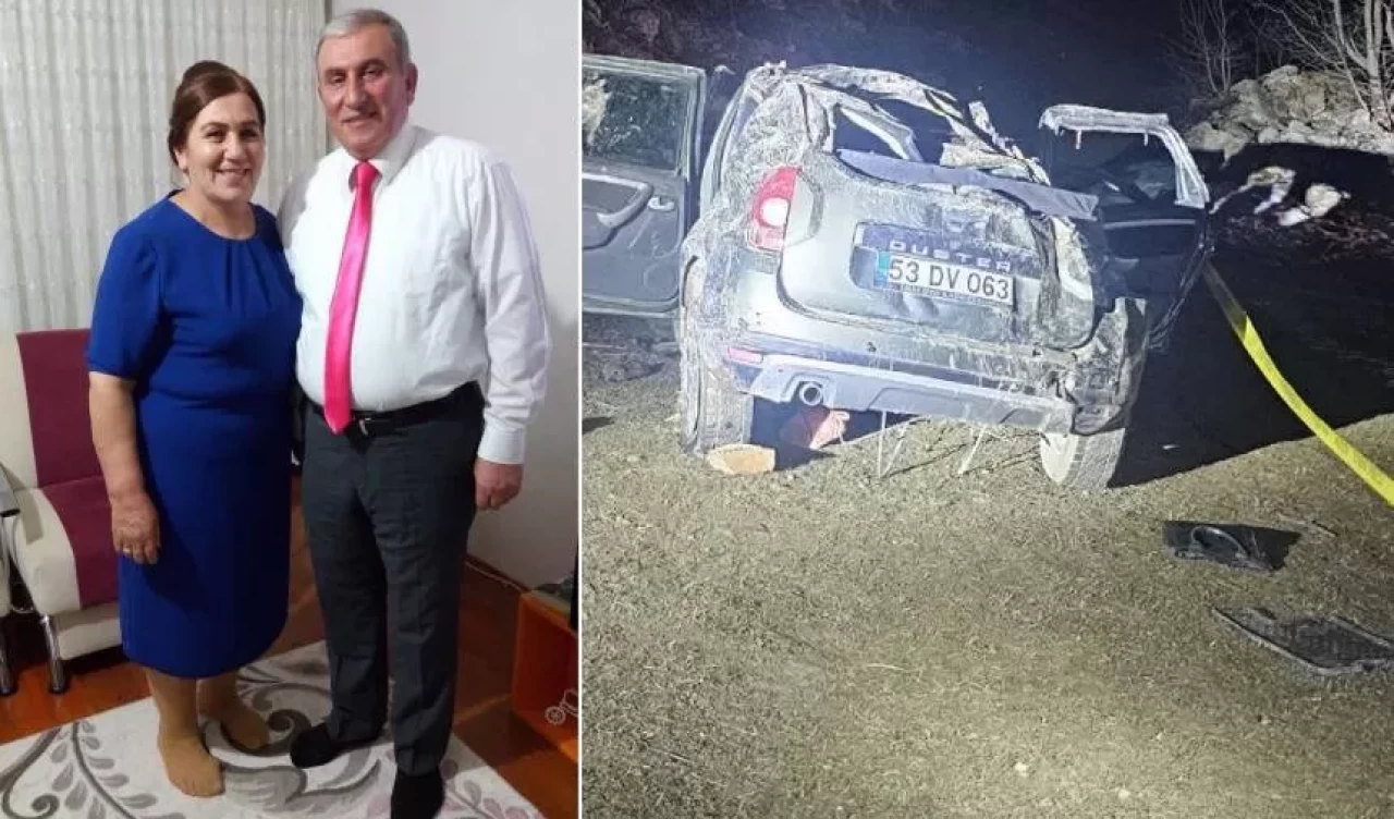 Artvin'de uçuruma yuvarlanan cipteki karı- kocayı ölüm ayırdı