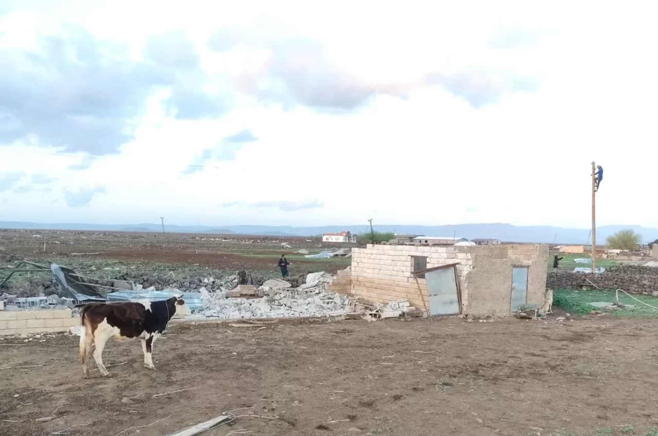 Mardin Derik'teki hortum ahır ve araçlara zarar verdi