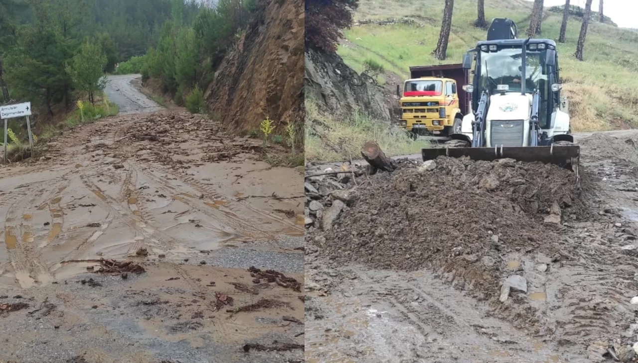 Bozdoğan’da heyelan meydana geldi! İki mahalle ulaşıma kapandı