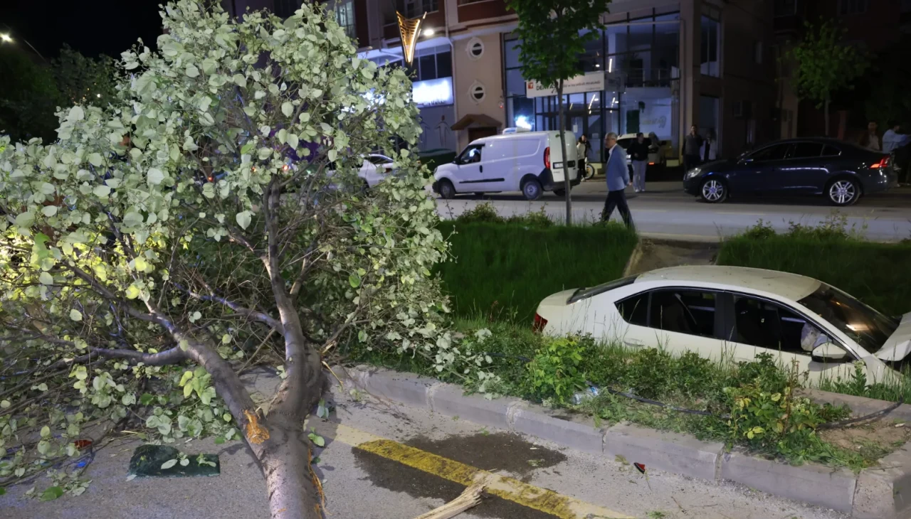 Önündeki araca çarpan otomobil su kanalındaki köprüye saplandı