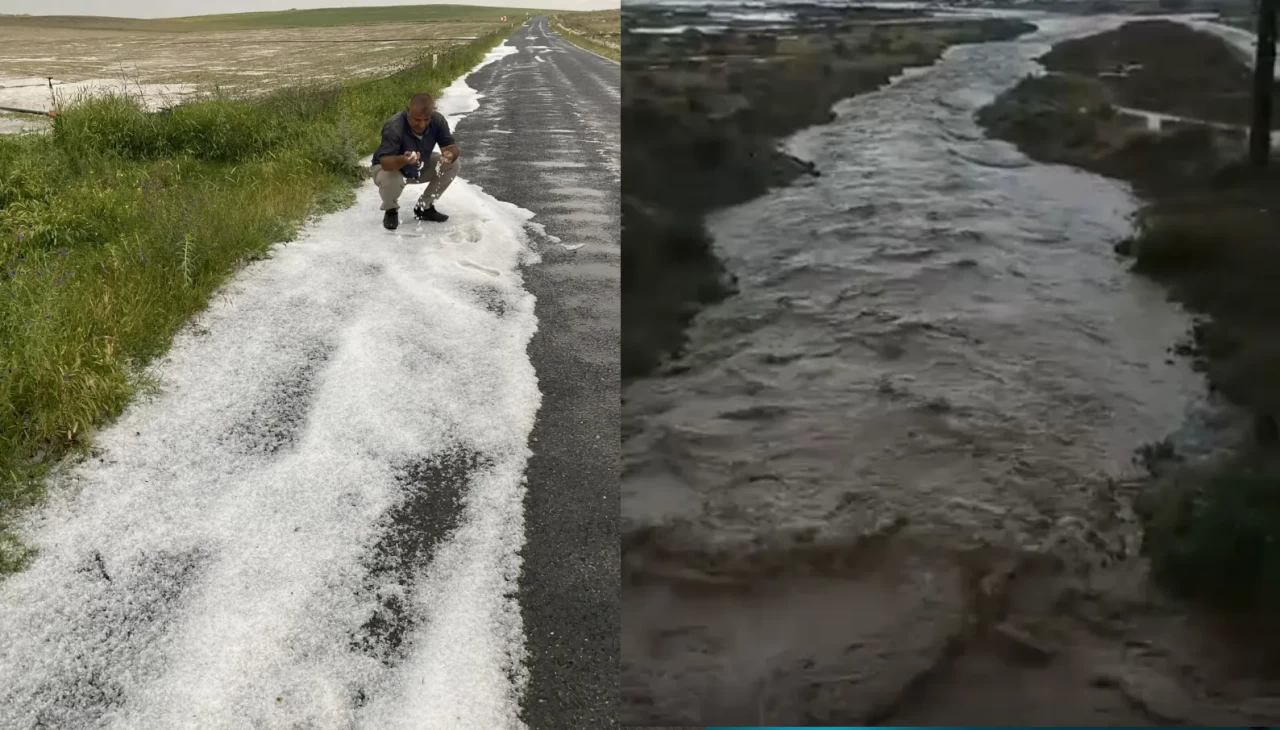Konya Karapınar’da şiddetli yağmur ve dolu hayatı felç etti