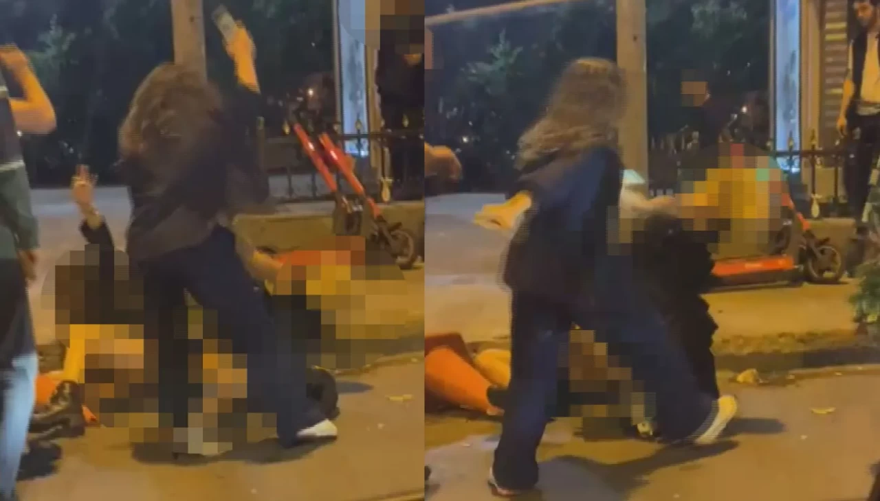 Beşiktaş’ta kadınların yumruklu kavgası kamerada