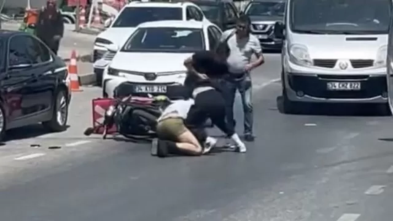 Maltepe'de trafikte başlayan tartışma yumruklu kavgaya dönüştü