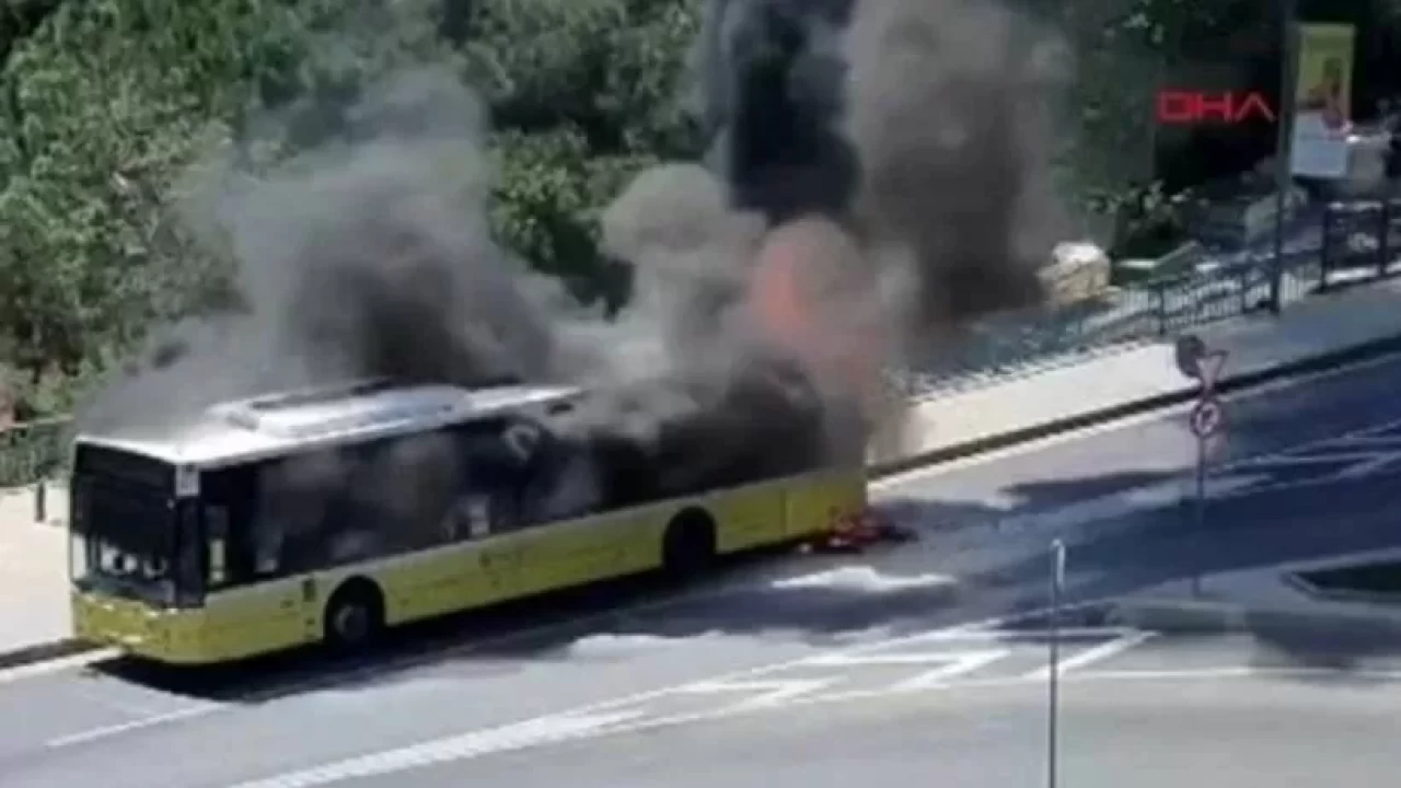 İETT otobüsü alev alev yandı