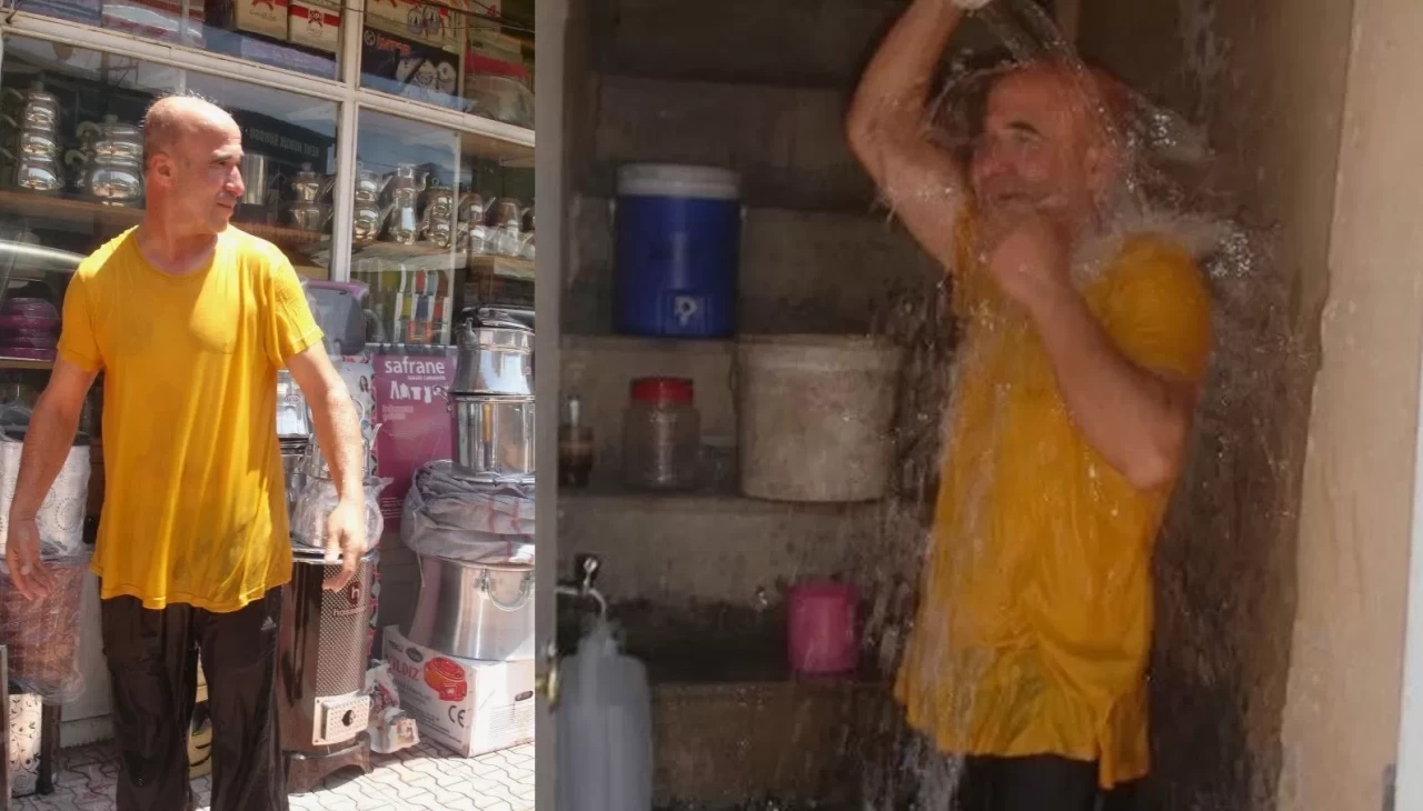 Sıcaklığa dayanamadı kafasından aşağı kovayla su döktü