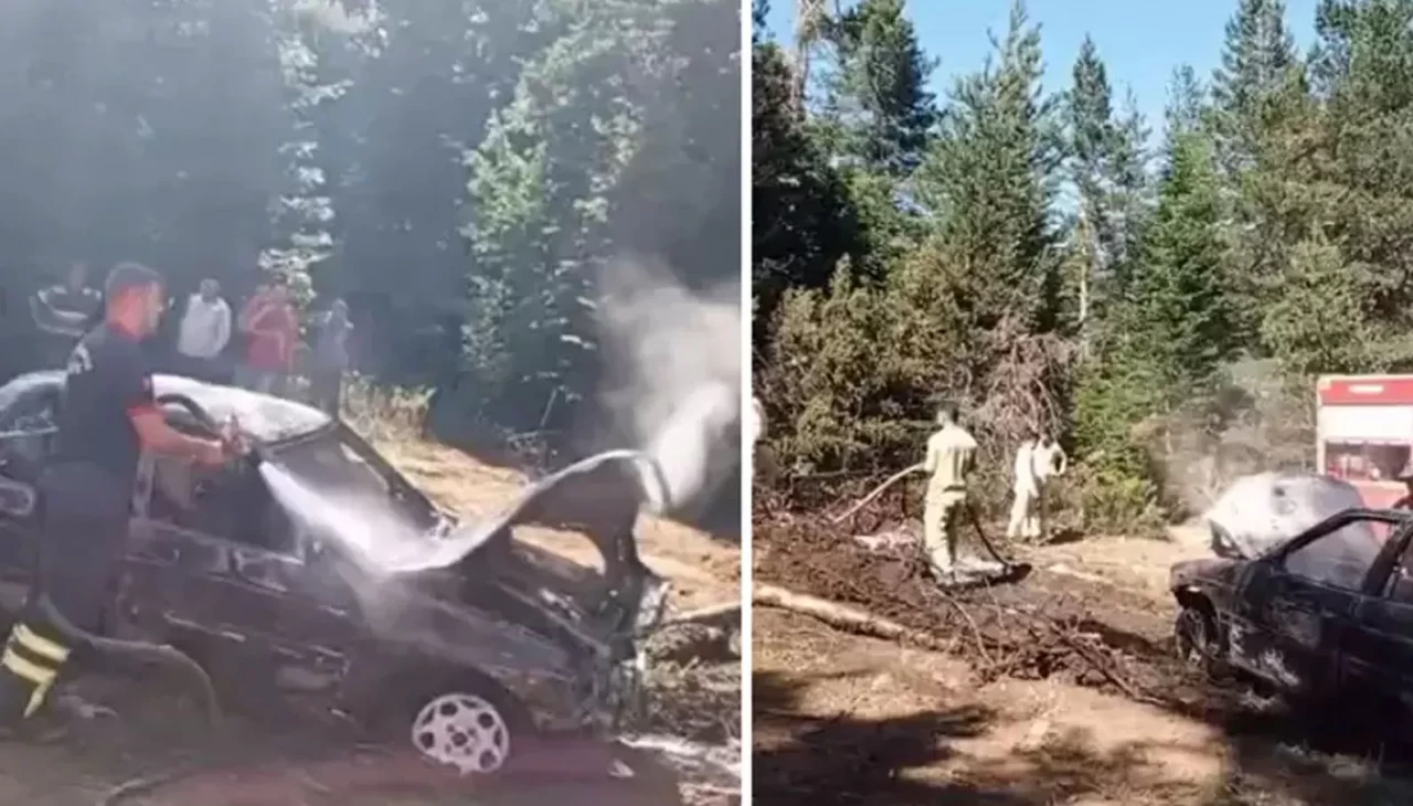 Kastamonu’da otomobilde çıkan yangın ormana sıçradı