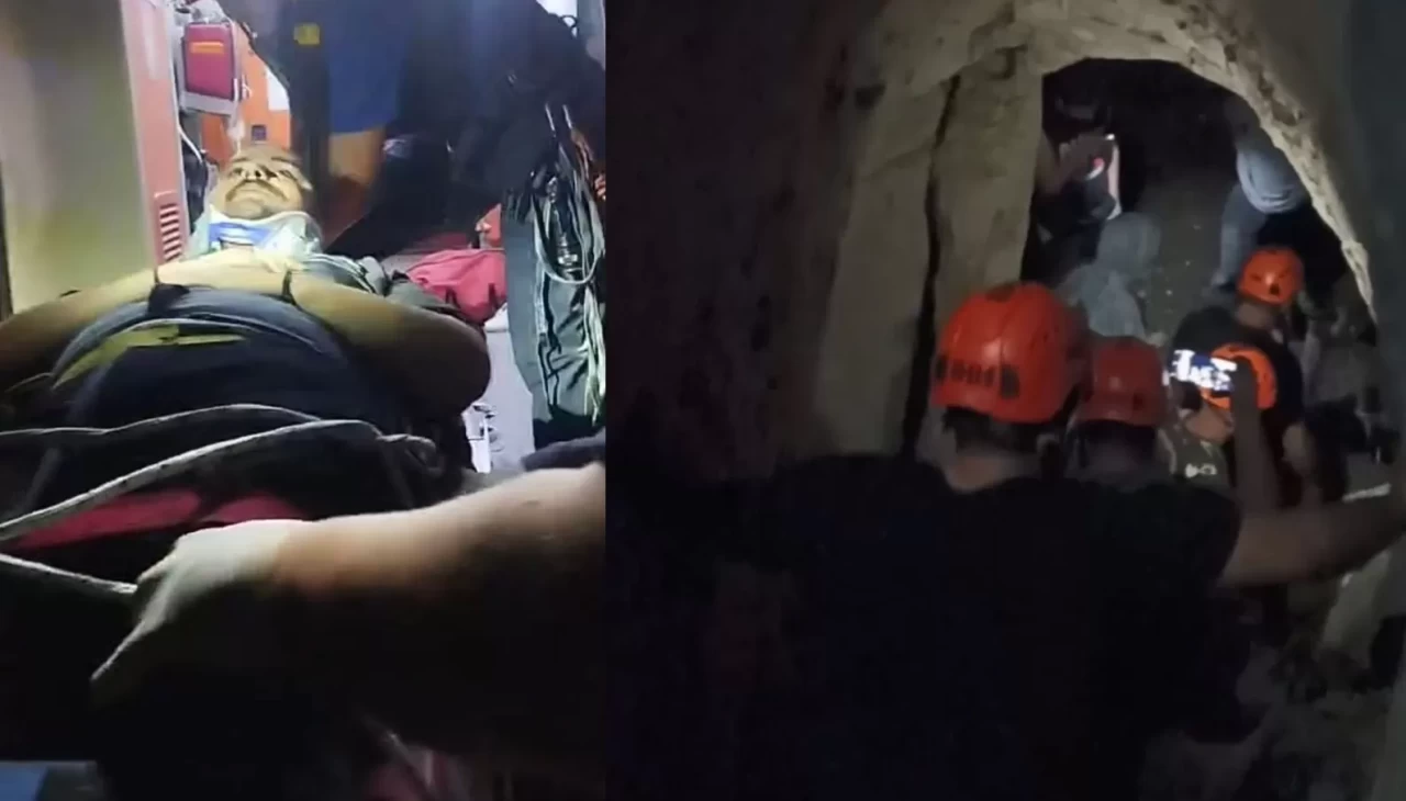 5 metre yükseklikten mağaraya düşen genç kurtarıldı