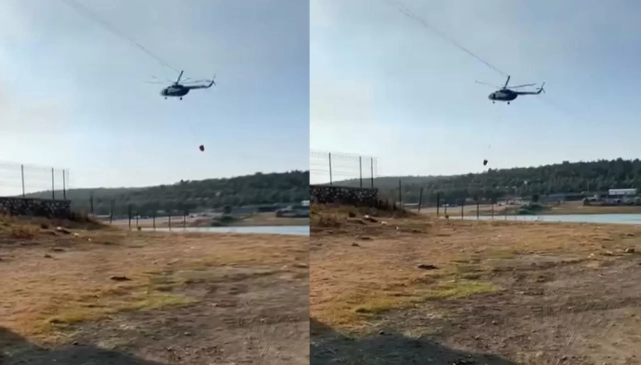 Yangına müdahale eden jandarma pilotundan büyük ustalık