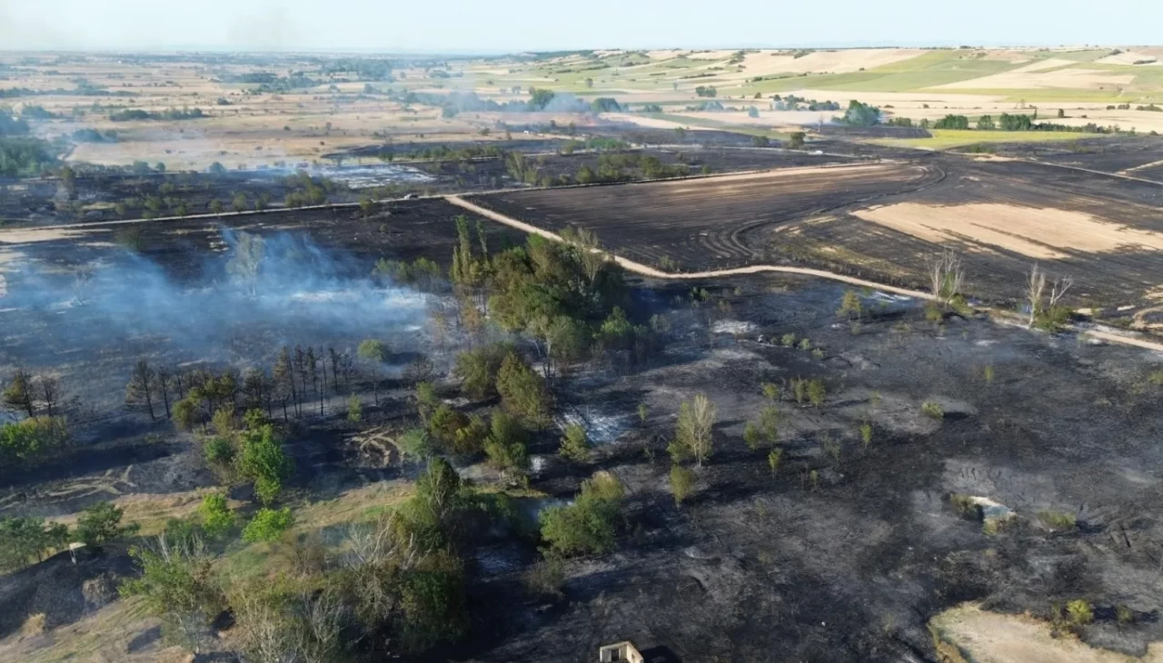 Kırklareli Babaeski’de korkutan yangın! Tarım arazisinden askeri bölgeye sıçradı
