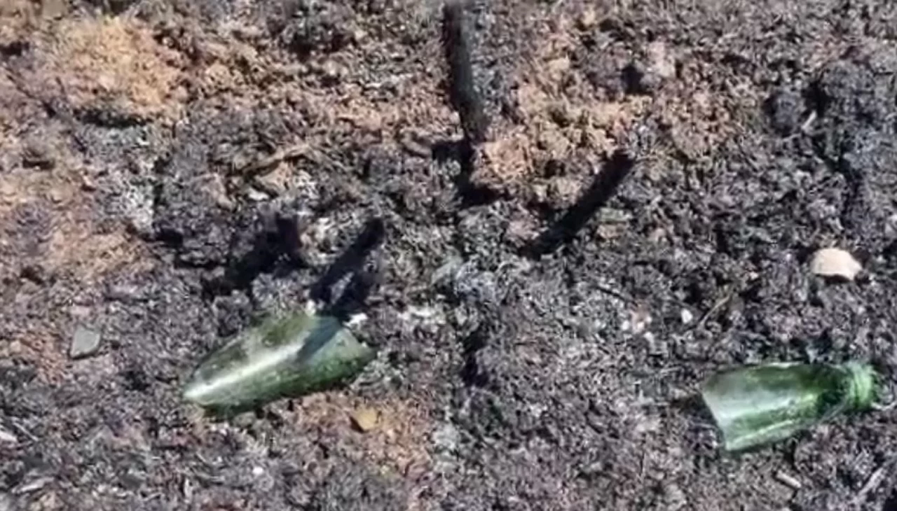 Bahçeye atılan kırık şişe yangına neden oldu