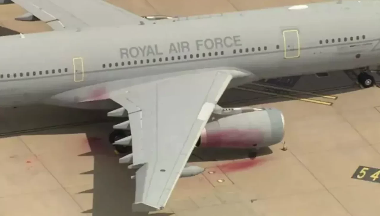 Uçak boyayan Filistin destekçilerine 'terörist' muamelesi!