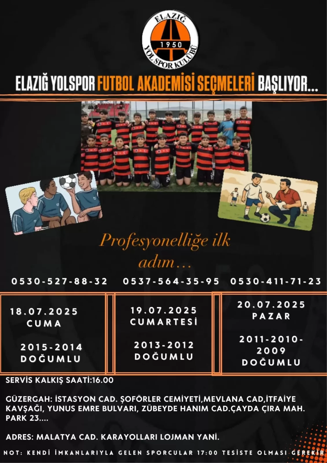 Elazığ Yolspor futbolcu seçmeleri yapacak