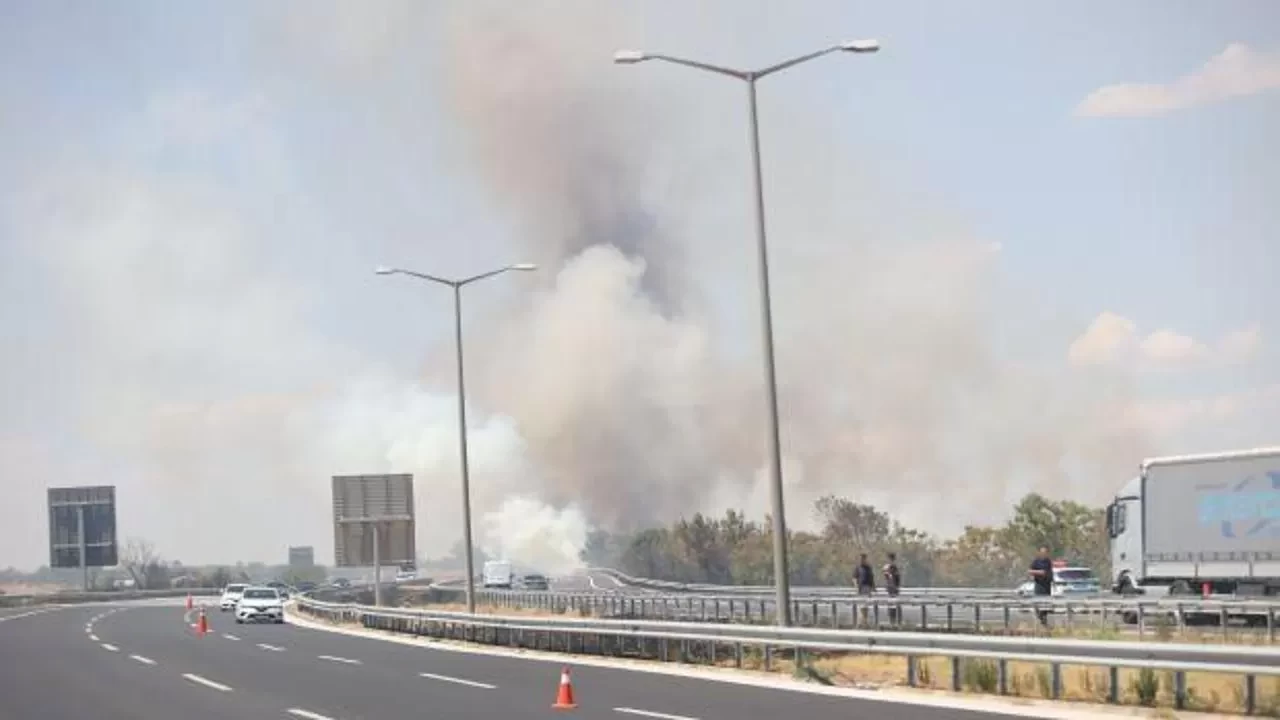 Kırklareli'nde orman yangını! Avrupa Otoyolu trafiğe kapatıldı