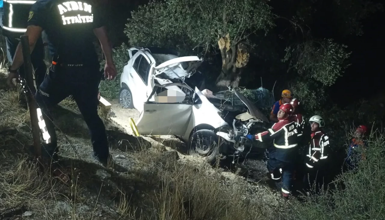 Aydın'da şarampole devrilen otomobildeki 2 kişi öldü, 1 çocuk yaralandı
