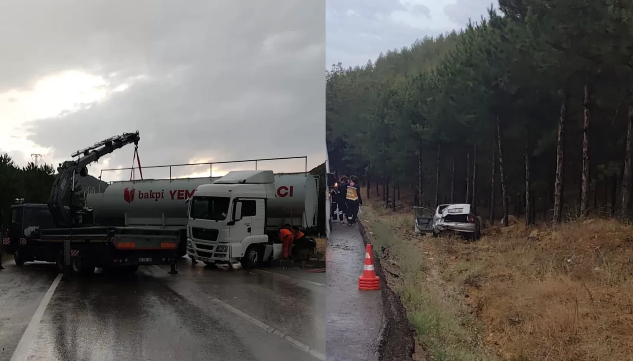 Tır, otomobili 30 metre sürükledi: Şans eseri yaralanan olmadı
