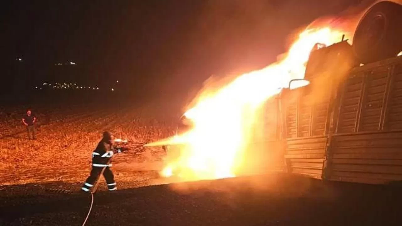 Mardin'de feci kaza! Ters dönen tır alev aldı, şoför yanarak can verdi
