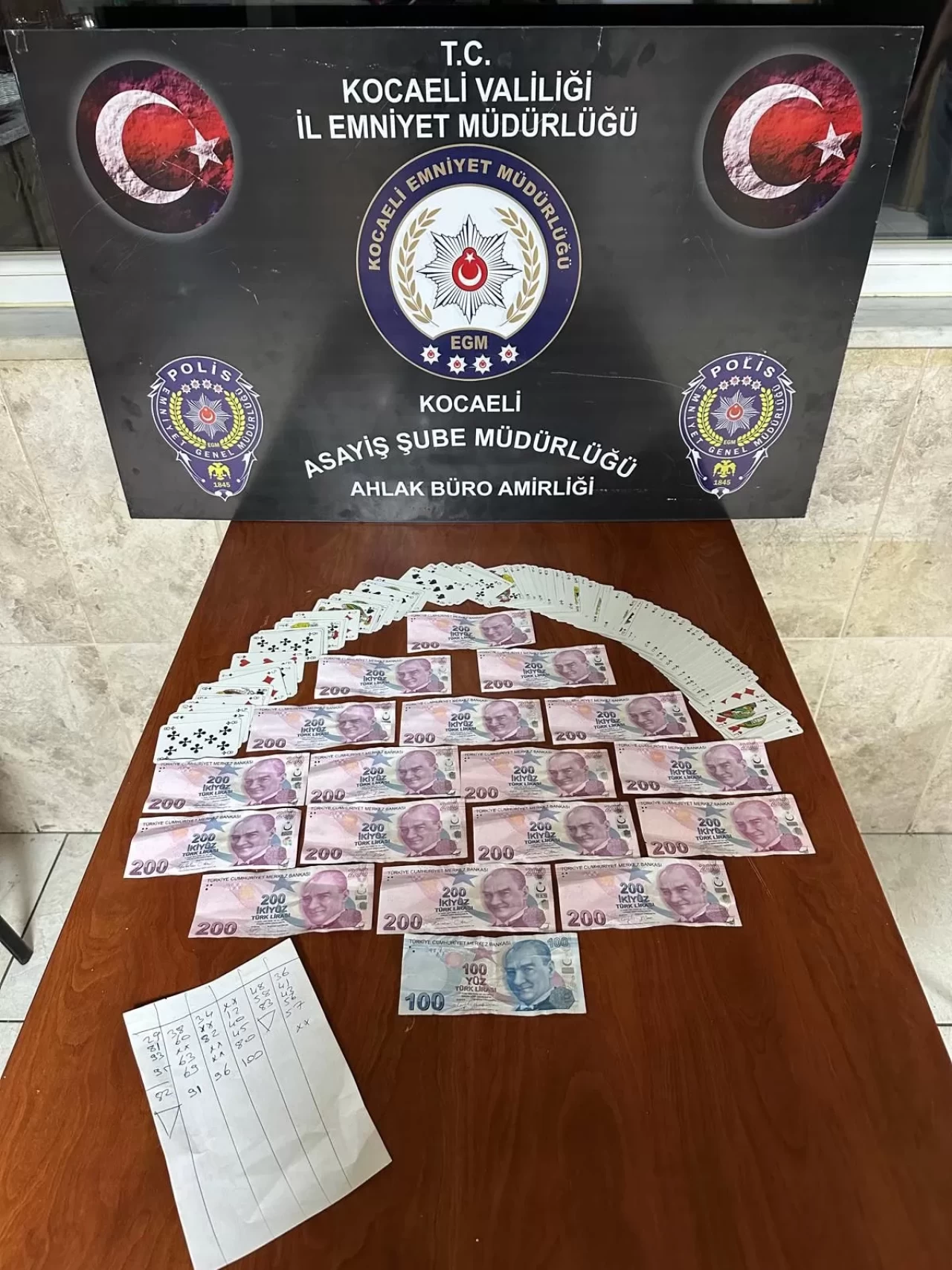 Kocaeli'de kumar oynayan 5 kişiye 46 bin 235 lira ceza verildi