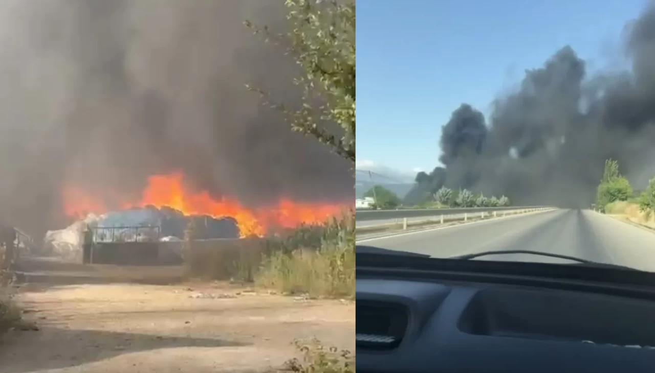 Depoda çıkan yangında gökyüzünü siyah dumanlar kapladı
