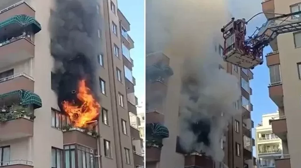 Bursa'da yedi katlı binada korku dolu anlar