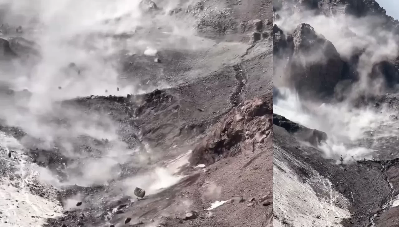 Sıcak hava Ağrı Dağı'nı harekete geçirdi: Kayalar peş peşe düştü