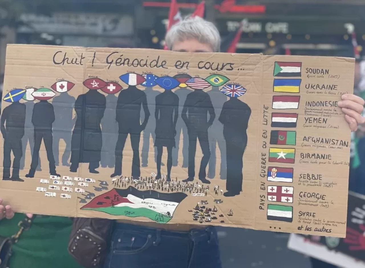 Paris'te binler, Gazze'deki soykırım için yürüdü