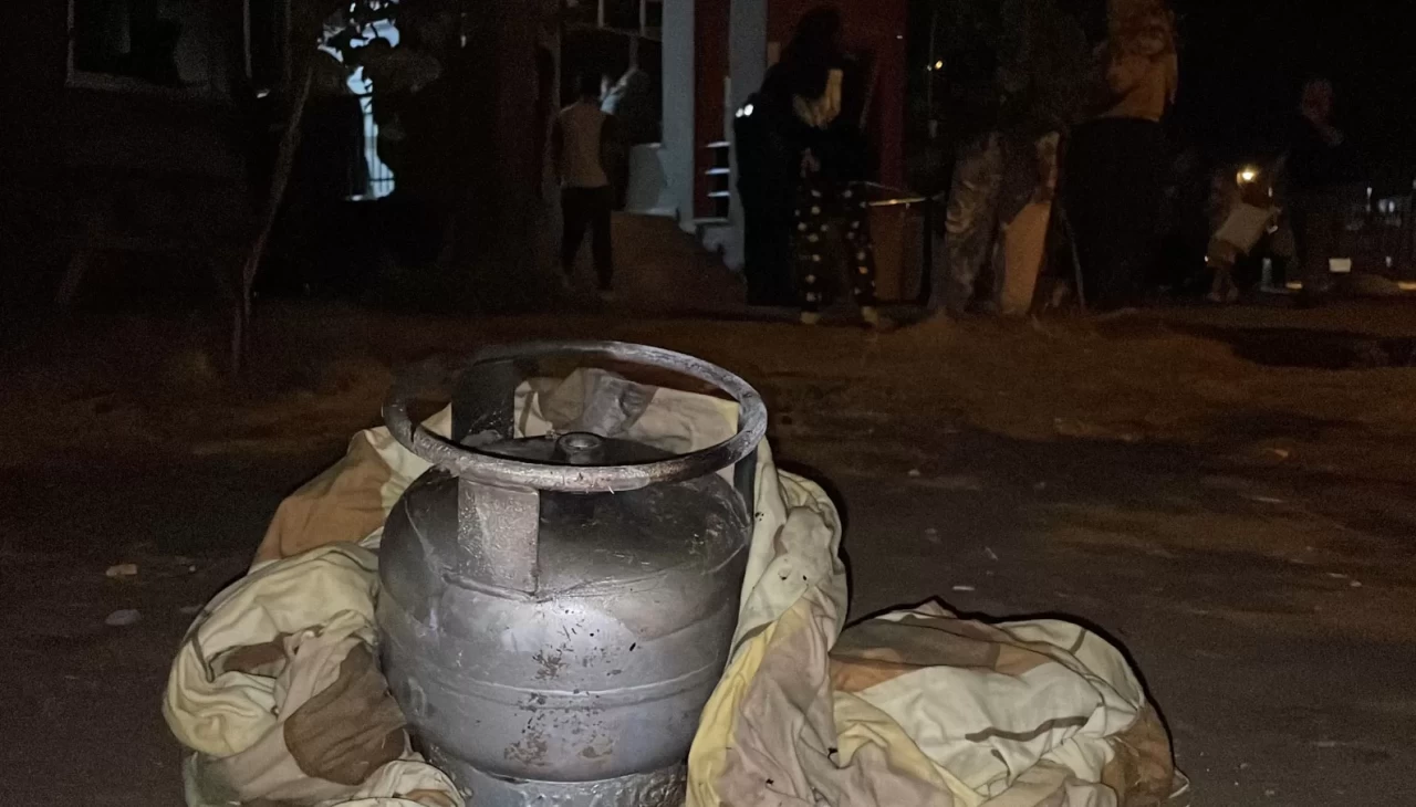 Karaman'da alev topuna dönen piknik tüpü korkuttu