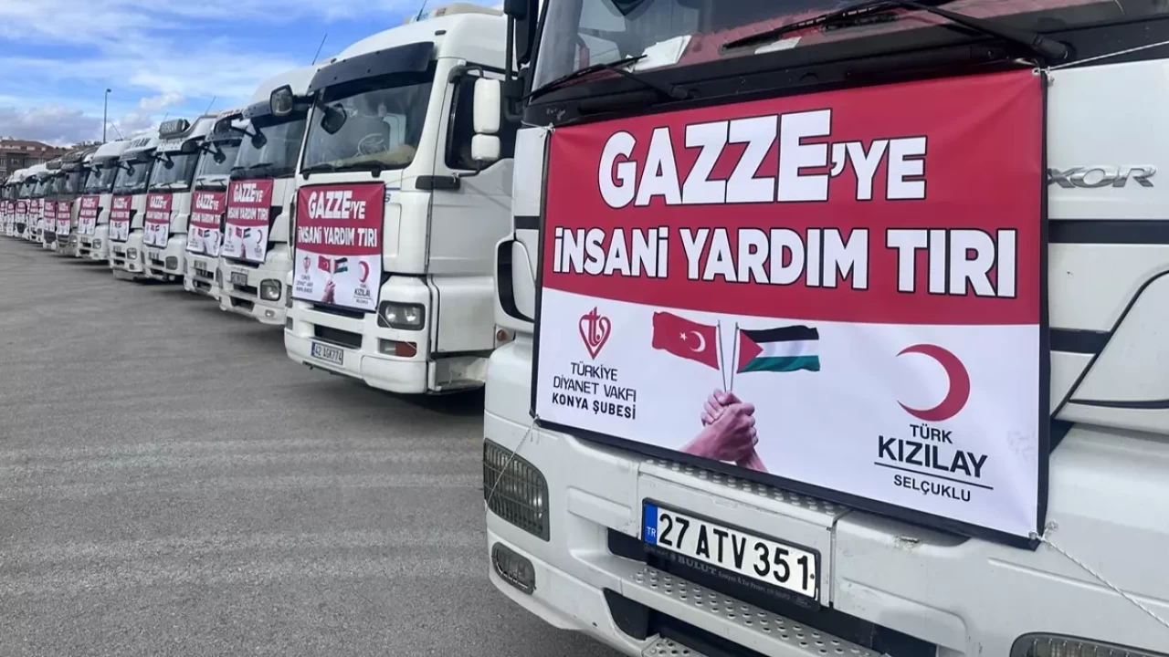Konya’dan Gazze’ye şefkat köprüsü: 15 yardım tırı yola çıktı