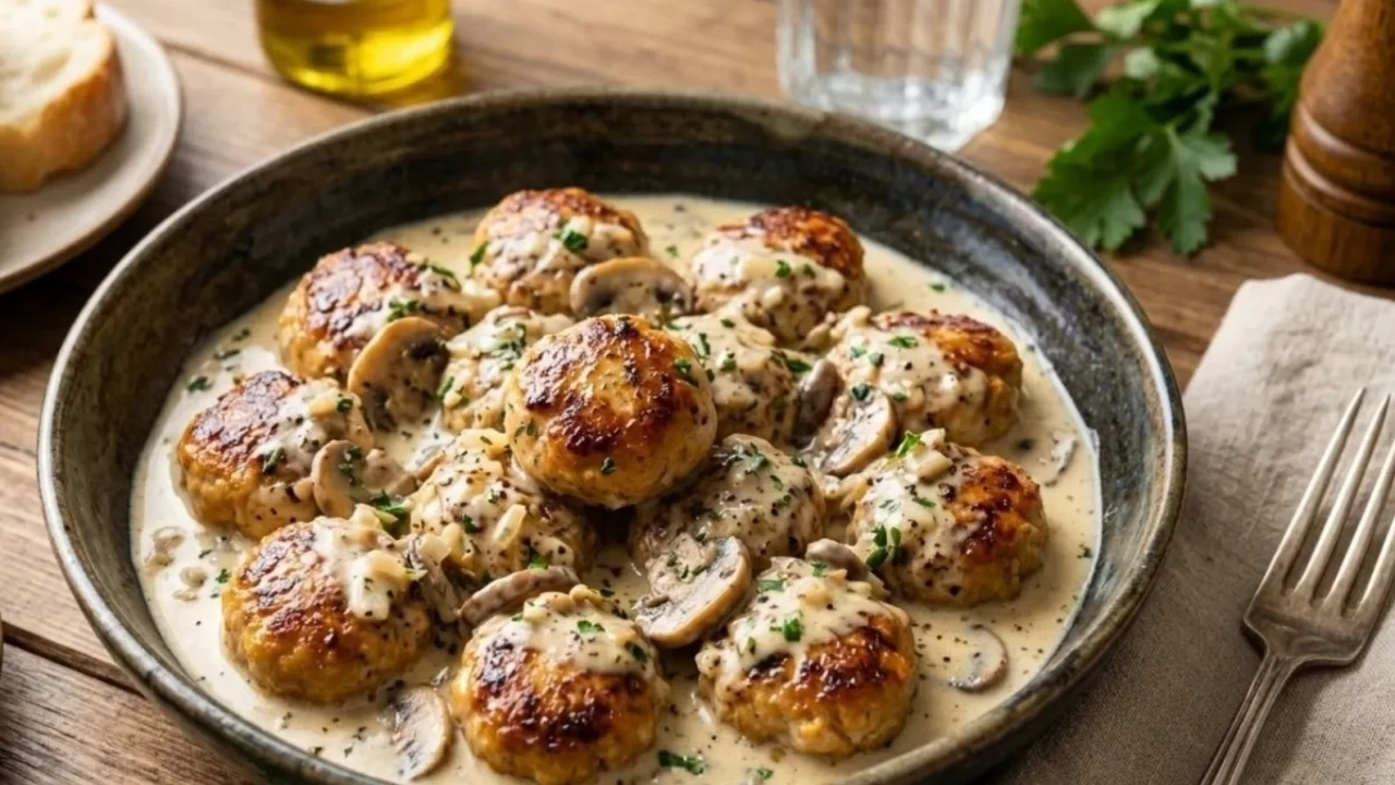 Kremalı Mantar Soslu Tavuk Köftesi Tarifi | Yumuşacık ve Gurme