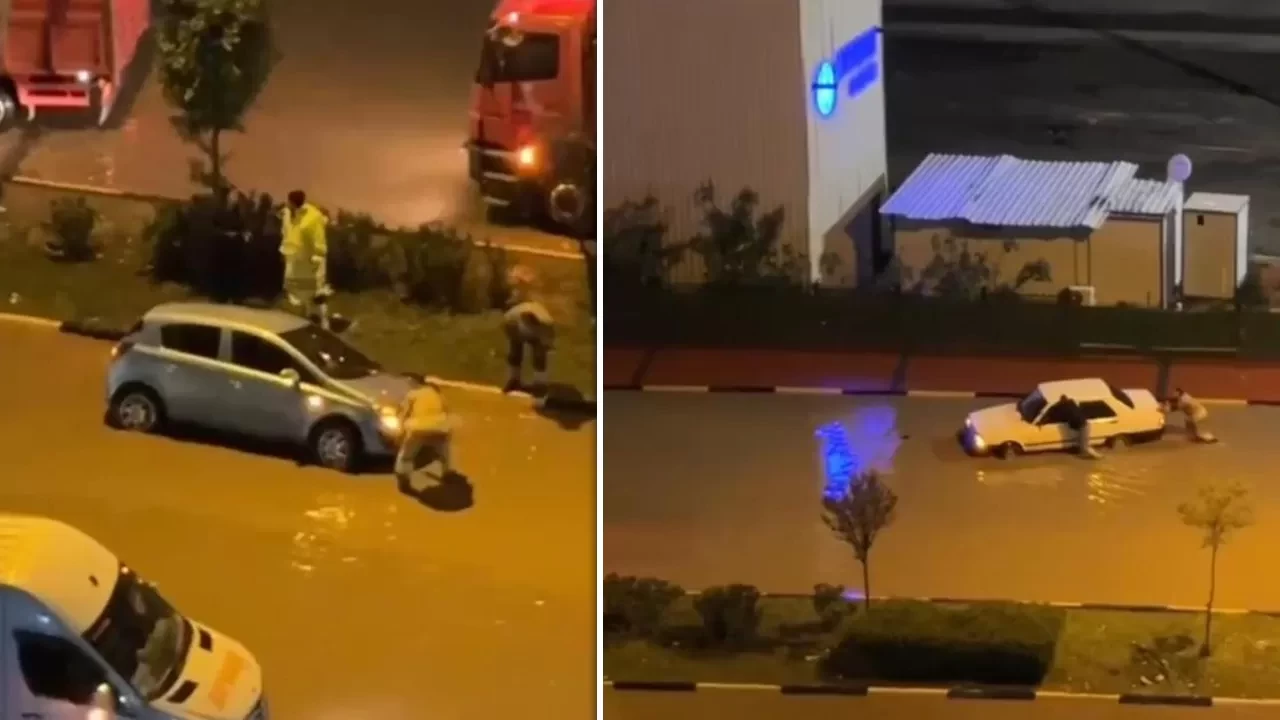 Hatay’da yağış yolları göle çevirdi! Araçlar mahsur kaldı