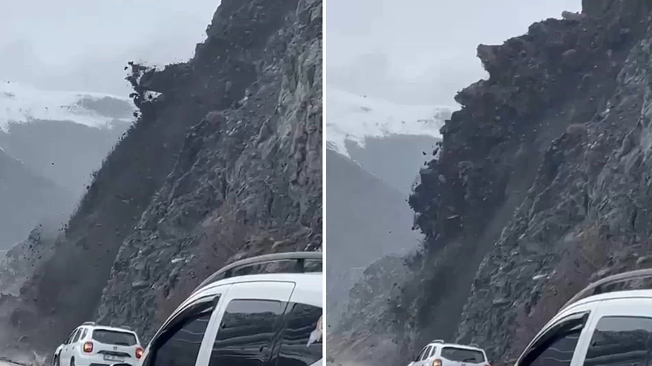 Yüksekova-Van kara yolundaki heyelan korkuttu!