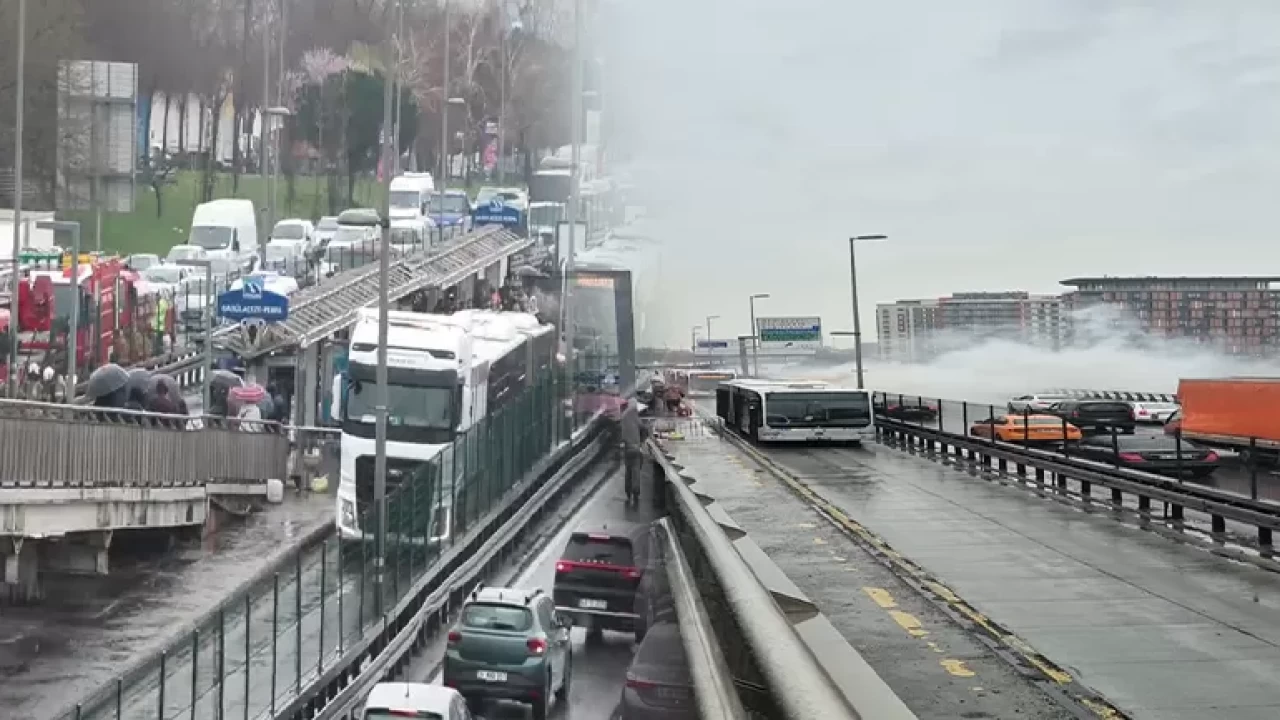İstanbul'da korkutan yangın! Metrobüs alev alev yandı!