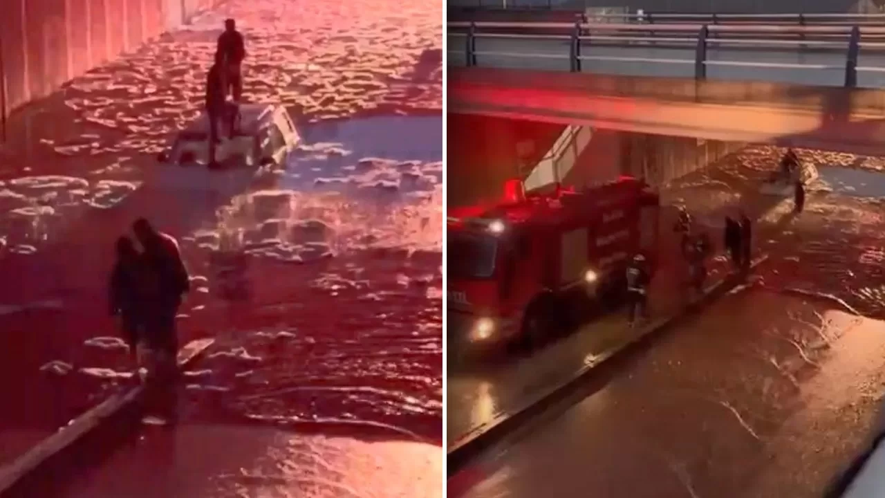Elazığ'da alt geçidi su bastı: Vatandaşlar, aracın tavanına çıkarak kurtarılmayı bekledi