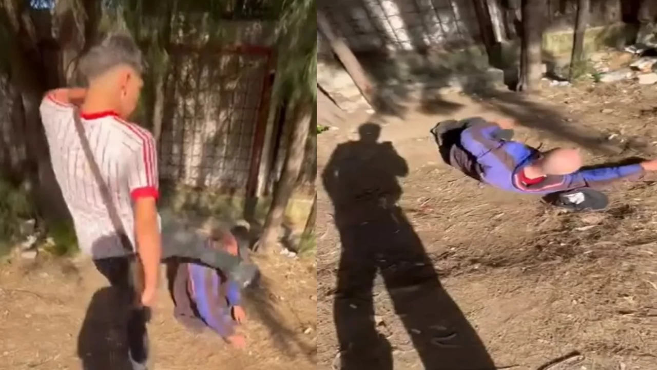 Yaşlı adamın yüzüne tekme atıp videoya çektiler! O görüntülere tepki yağdı