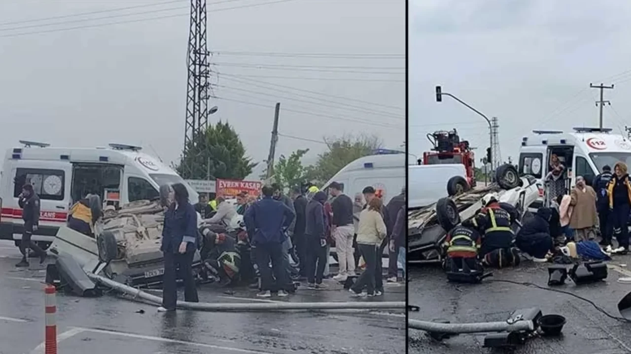 Efeler'de can pazarı: Refüje çarpan otomobildeki aileyi itfaiye kurtardı