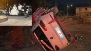 Araç takla attı, gelin ve damat yaralandı